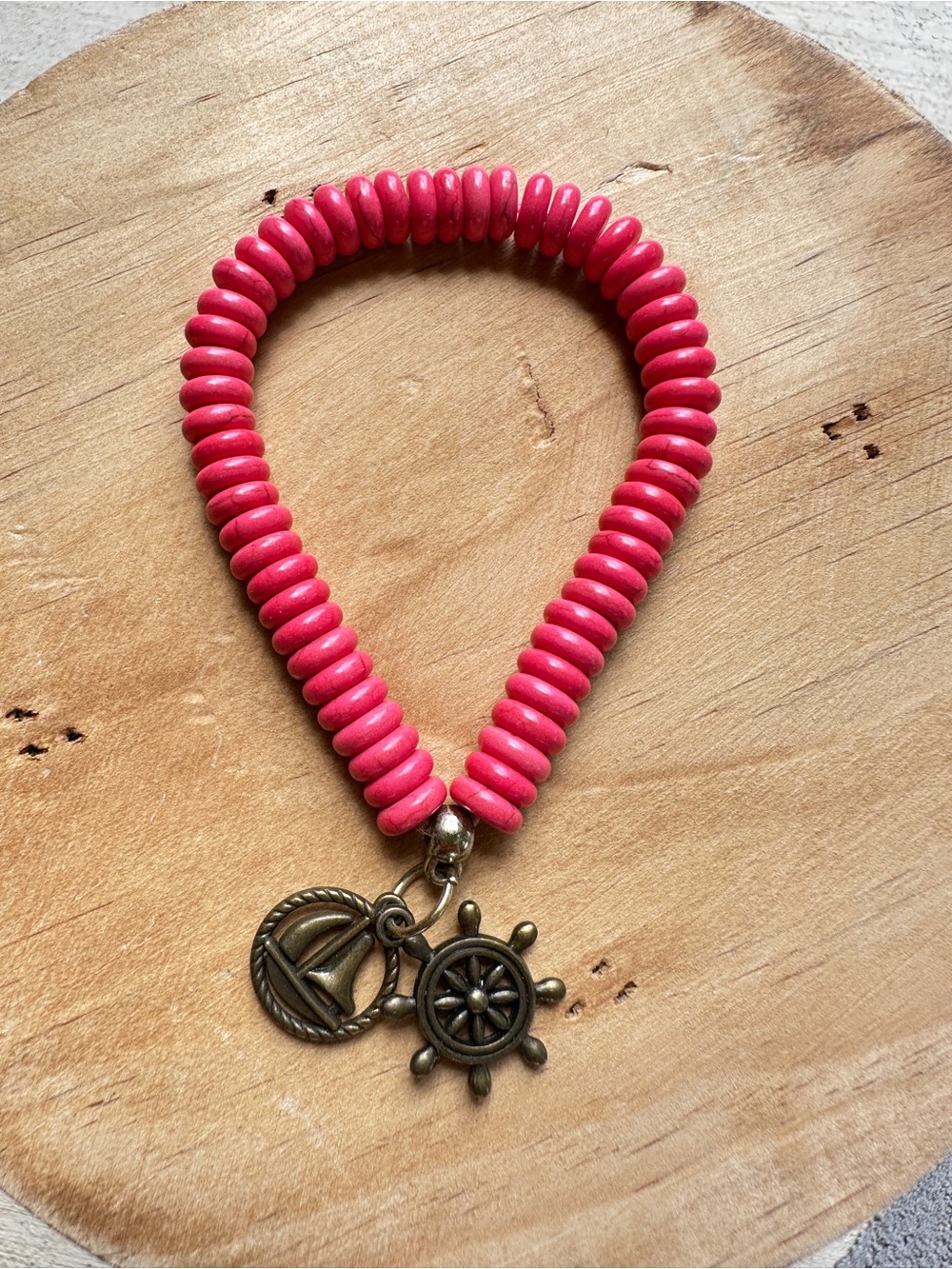 Pink Charm Bracelet with Nautical Charms